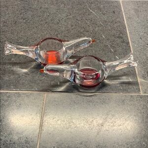 PARTYLITE GLASS BIRD TEA LIGHT HOLDERS